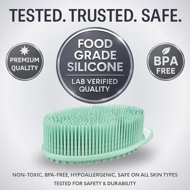 Avilana Silicone Body Scrubber – Gentle Shower Brush & Loofah Alternative- Food Grade & Lab Tested – Fast-Drying, Hygienic, BPA-Free Silicone Body Gentle Exfoliator (Green, Massage) - Image 4
