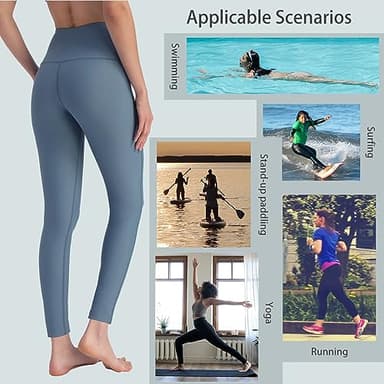 Ubestyle UPF 50+ High Waist Women's Swim Pants Swim Leggings Swimming Tights Long Swimwear Pants Sun Protective (Slate/Blue, XXL) - Image 4