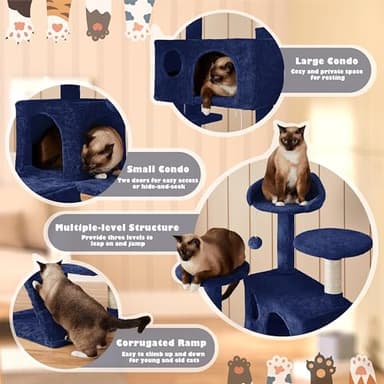 Yaheetech 54in Cat Tree Tower Condo Furniture Scratch Post for Kittens Pet House Play - Image 4