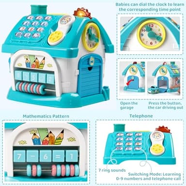 Marstone Baby Toys for 1 Year Old Boy and Girl Gifts: Toddler Toys Age 1-2, 8-in-1 Educational House with Sound Lights Music Clock Telephone and Car, Birthday Gift for Boy 12-18 Months - Image 2