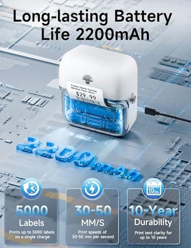 Phomemo M250 Label Maker Machine with Tape, 3 Inch Thermal Label Maker, 2025 Upgrade Portable Barcode Printer for Business, Home, Logo Label, Sticker Printer for Phones & PC, with 1 Roll Label - Image 2