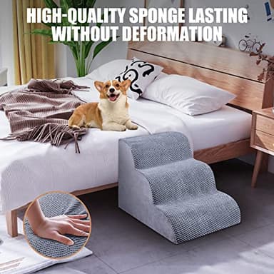Chic Threads Dog Stairs for Small Dogs, 3-Step Dog Stairs for High Beds and Couch, Pet Steps for Small Dogs and Cats，Non-Slip Stable Indoor Dog Steps - Image 5