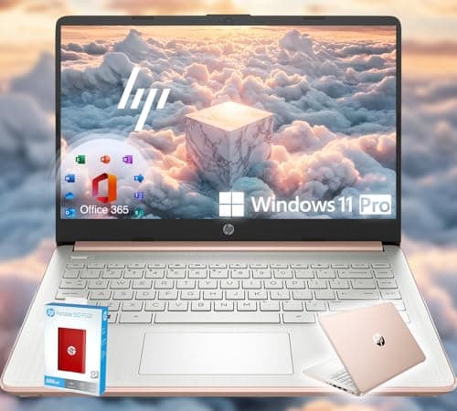 HP 14 Ultrabook • Intel 4-Core CPU • Back to School Limited Edition with Microsoft 365 • 32GB RAM • 1.6TB Storage (128GB OnBoard withHP 512GB P500 Portable SSD + 1TB OneDrive) • Win11 Pro • Rose Gold - Image 1