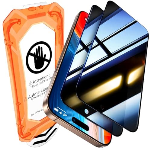 UniqueMe for iPhone 16 Pro Max Privacy Screen Protector, [Military Grade Shatterproof & 9H+ Hardness] Privacy Screen 16 Pro Max Tempered Glass Full Coverage Protection, 2 Packs - Image 1