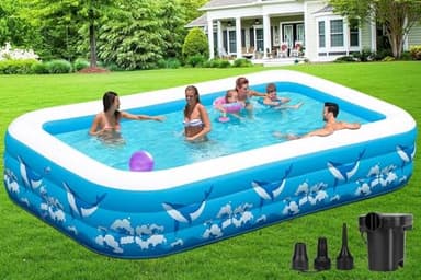 Large Inflatable Pool for Adults, 130" X 72" X 22" Blow-up Pools Swimming Pool, 2025 Upgraded Extra Oversized Thickened Family Pools for Backyard Summer Outdoor - Image 1