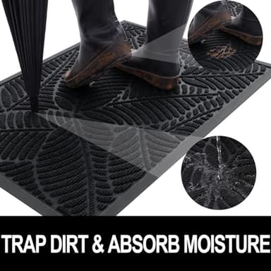 Colorxy Waterproof Doormat, Sturdy Natural Rubber Front Indoor Mat, Non Slip Low Profile Indoor Outdoor Door Mats, Stain and Fade Resistant Floor Mat, Easy Clean Patio Entrance Mat, 48''x32'', Black - Image 2