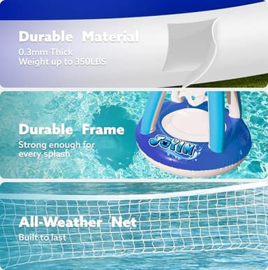 JOYIN Inflatable Volleyball Net & Basketball Hoops Pool Float Set; Balls Included for Kids/Adults, Summing Pool Game, Floating, Summer Floaties, Volleyball Court |Basketball,L-Dark Blue - Image 3