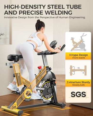 pooboo Magnetic Resistance Cycling Bike, Belt Drive Indoor Exercise Bike Stationary LCD Monitor with Ipad Mount ＆Comfortable Seat Cushion for Home Cardio Workout, Training Upgraded Version - Image 4