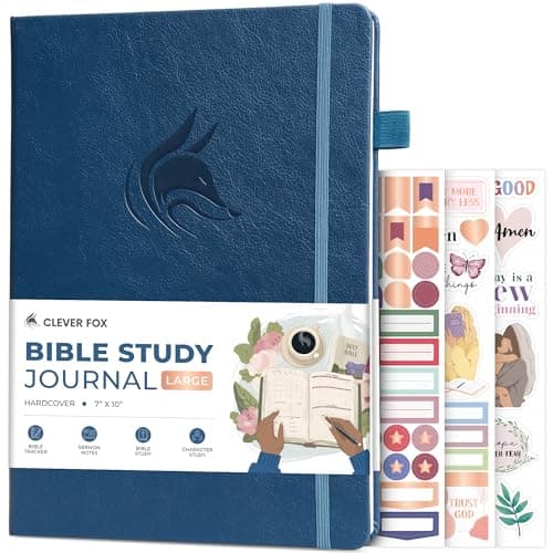 Clever Fox Bible Study Journal Large – Church Notes Notebook – Note Taking & Journaling Kit – Faith Based Religious Accessories, 7x10” (Mystic Blue) - Image 1