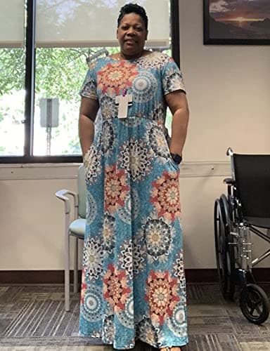 Plus Size Maxi Dresses for Women 4X Summer Casual Floral Printed Dress with Pockets - Image 3