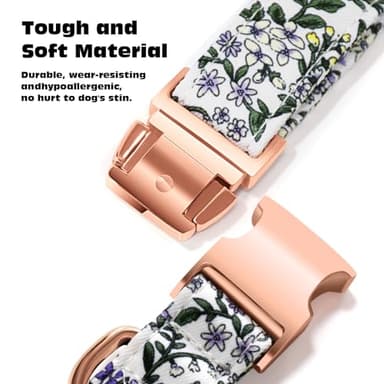 TDTOK Girl Dog Collar for Small Medium Large Dogs, Cute Dog Collar with Detachable Flower Safety Metal Buckle Adjustable Floral Pattern Soft Comfy Cotton Dog Collars Fit Necks 10.2-23.6’’ (Blossom, M) - Image 5