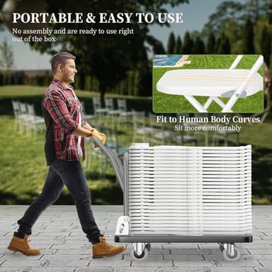 QUJEON Folding Chairs 10 Pack,White Plastic Folding Chairs for Indoor Outdoor,Portable Stackable Commercial Seat with Steel Frame 350lb.Capacity for Party Events Wedding Dining Picnic Office - Image 9