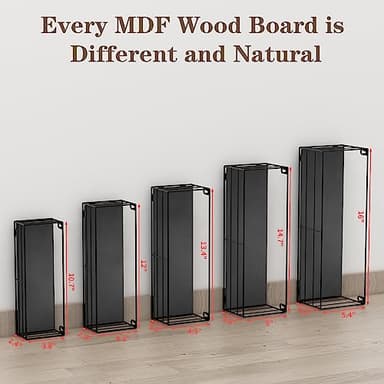 CRUGLA Floating Shelves Wall Mounted Set of 5, Black Hanging Storage Wall Shelf for Bathroom, Kitchen, Bedroom, Living Room Home Decor - Image 3