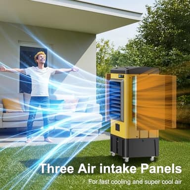 AKIRES 4800CFM Swamp Coolers,Evaporative Air Cooler for 970Sq.ft of Space,with Continuous Auto Fill,10.6-Gal Water Tank,120°Oscillation,3 Ice Packs,Cooling Fan for Outdoor,Indoor, Yellow(41IN) - Image 6