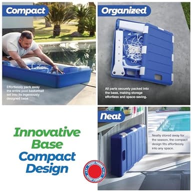 Play22 Swimming Pool Basketball Hoop - 4 Adjustable Height - Revolutionary Base and Storage System, Large Backboard 33"x 54", Pool Toys Basketball Game, Includes 2 Balls and Pump - Image 3