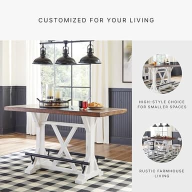 Signature Design by Ashley Valebeck Rustic Farmhouse 36" Counter Height Dining Table, Brown & White - Image 5