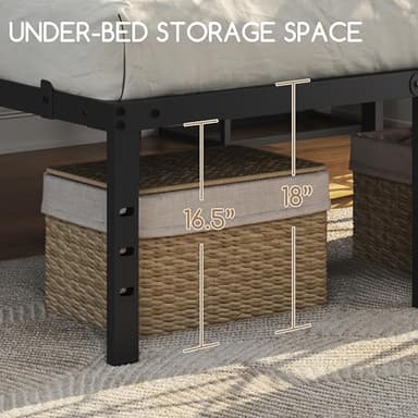 Yaheetech 18 Inch Tall Metal Bed Frame Queen Platform Bed Frame with Storage Space,Sturdy Slat Support,Easy Assembly,No Box Spring Needed,Black - Image 9