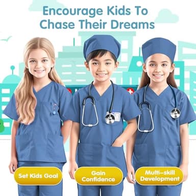 RioRand Doctor Costume for Kids,Toddler Nurse Scrubs with Accessories Christmas Dress Up Cosplay For Boys Girls 3-12 Years - Image 5