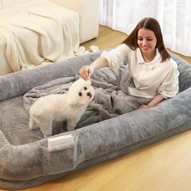 Murago Human Dog Bed for Adults, 43 x 10 x 71 Long Human Size Dog Bed, Removable Cover, Washable, Waterproof, Orthopedic Design Light Grey - Image 6