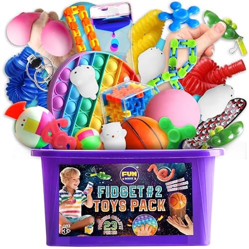 Fidget Pack Box for Boys Girls 4-12, FunKidz Fidget Toys for Kids 5-7 Autistic Sensory Mystery Birthday Gifts in Reusable Portable Treasure Box Nice Party Favors - Image 1