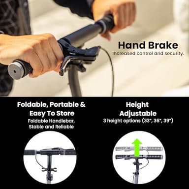 Aero Big Wheels Kick Scooter for Kids 8-12, Teens & Adults | Hand Brake, Rubber Deck Mat & Shock Absorption | Foldable & Height Adjustable, 220lbs Max - Image 3