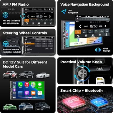 [Upgrade Wireless] 7" Double Din Car Radio with Wireless Apple CarPlay and Android Auto, Bluetooth 5.3 Car Play, 240W 4.2-Channel Audio Output, Mirror Link, Backup Camera, AM/FM Car Stereo - Image 4