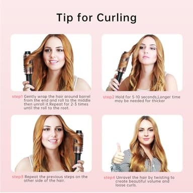 2in1 Negative Thermal Brush for Blowout Look, 1.5 Inch/1.75 Inch Heated Round Brush for Curls & Volum, 5 Temperature Curling Iron, Dual Voltage - Image 6