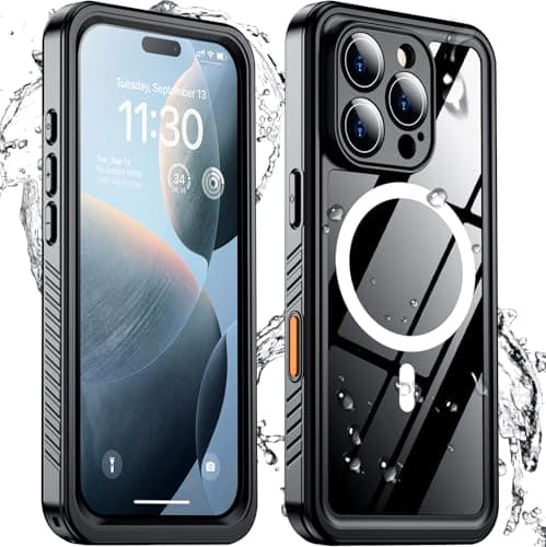 Temdan Magnetic for iPhone 16 Pro Case Waterproof,Built-in Screen Protector[IP68 Underwater][Upgrade Military Dropproof][Compatible with MagSafe] Full Body Shockproof for Case 6.3''-Black - Image 1