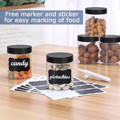 36PCS 8OZ Plastic Jars with Screw On Lids,Labels Refillable Empty Round Slime Containers for Storing Dry Food, Honey Jam, Cream, Butter, Lotion (Black) - Image 4