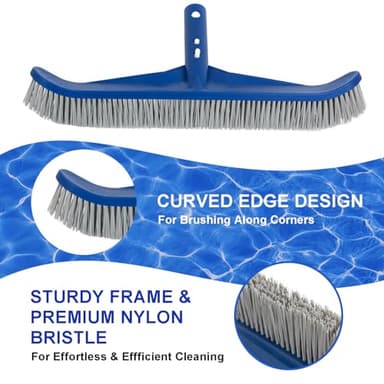 POOLAZA Aluminum Frame Pool Skimmer Net & 16.5'' Pool Brush Head, Deep Bag Pool Net Skimmer & Pool Brushes for Cleaning Pool Walls, Professional Pool Cleaning Kit for Above Ground Pool &Inground Pools - Image 5