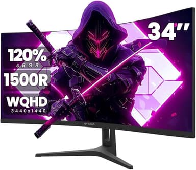 CRUA 34Inch Ultrawide Gaming Monitor, WQHD(3440 * 1440P) 144Hz/165Hz Curved Monitor,120% sRGB, Computer Monitor That Supports AMD Freesync, Wall Mountable Installs(HDMI, DP)-Black - Image 1