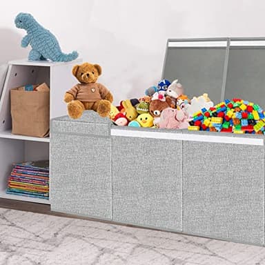 Pantryily Extra Large Toy Box for Girls Boys - Collapsible Kids Toy Chest Boxes Organizers and Storage for Livingroom,Playroom,Closet 35.8"x12.6"x16"(Grey) - Image 4