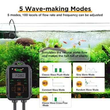 Hygger Aquarium Wave Maker - Adjustable Cross Flow Pump with LED Display Controller, Magnetic DC 24V Powerhead for Freshwater & Marine Reef Aquariums Up to 265 Gallon (25W) - Image 2