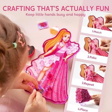 Klever Kits Poke in Fun Art Crafts for Kids Ages 4-8, Princess Dress-up, Art Activities, DIY Craft Kits, Birthday Gifts for Girls Ages 4 5 6 7 8+ - Image 5