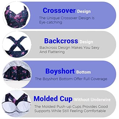 COCOPEAR Women Elegant Crossover One Piece Swimdress Floral Skirted Swimsuit(FBA),Teal Floral,X-Large / 10-12 - Image 4