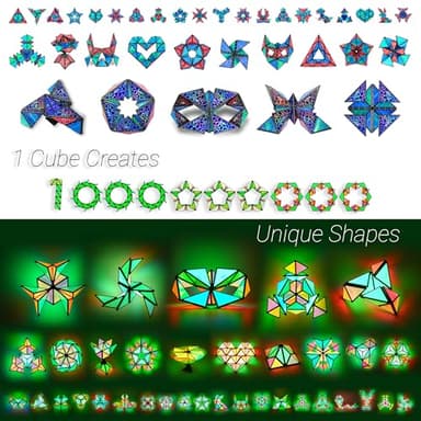 TOSY Magnet Pyramid - 1 Cube Transforms into 1 Billion Shapes, 12 Pieces, 243 Rare Earth Magnets, Glowing, Holographic Magnet Tiles Creative Puzzle STEM/STEAM Toy, Mixed Set - Image 3