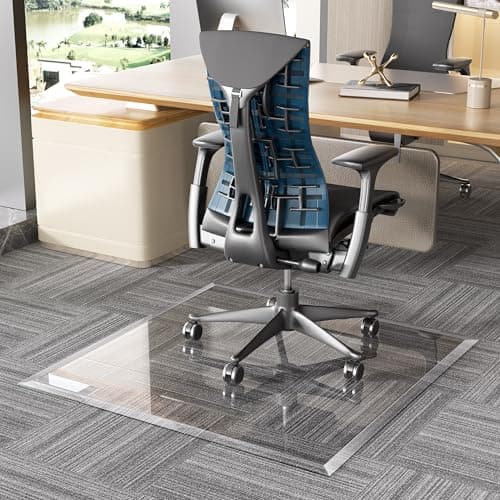 [Tempered Glass] 36“ x 36” Beveled Edge Glass Chair Mat with Polished Edge Clear Office Chair Mat, Glides Smoothly, Suitable for Carpet or Hardwood Floors - Image 1