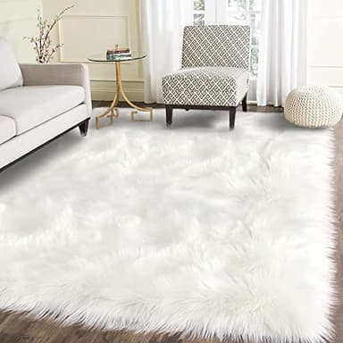 Latepis Area Rugs 6x9 Faux Fur Sheepskin Rug for Living Room, Fluffy Washable Rug for Bedroom, Playroom, Luxury Room Decor, Rectangle - Image 2
