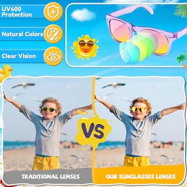 Kids Sunglasses Party Favors - Boys Girls Valentines Day Gifts, Neon Sunglasses with UV 400 Protection for Kids Classroom Favors Birthday Goodie Bags Stuffers - 16 Packs - Image 3
