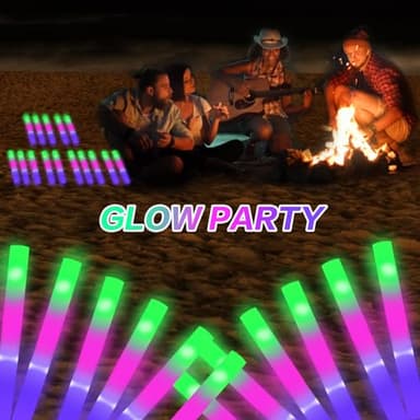 AWANG 100 Pcs Glow Sticks With 3 Modes Colorful Flashing Glow In The Dark Party Supplies Multicolor Bulk LED Foam Glow Sticks For Wedding Raves Sporting Events Glow Party Birthday Camping Concert - Image 1