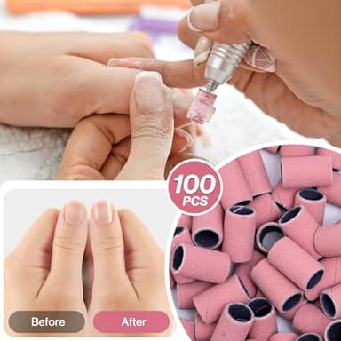 MelodySusie 100 Pcs Nail Drill Bits Sanding Bands for Nail Drill 180 Fine Grit Nail File Sanding Bands for Acrylic Nails Gel Manicures and Pedicure - Image 6