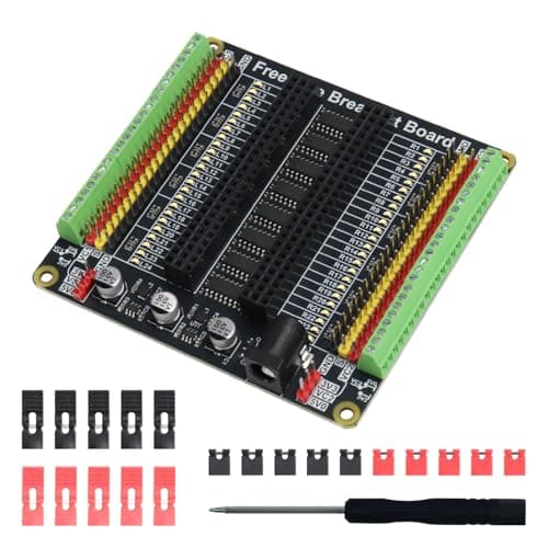 Freenove Universal Breakout Board Compatible with Arduino Nano Micro Raspberry Pi Pico 1 2 W ESP32 ESP8266, Terminal Block Shield HAT with Pin Header, GPIO Status LED, 5 V 3.3 V - Image 1
