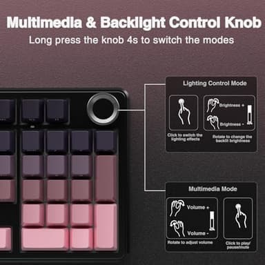 AULA F99 Pro Wireless Mechanical Keyboard with Knob,Tri-Mode BT5.0/USB-C/2.4GHz Hot Swappable Keyboard,Pre-lubed Switches,RGB Backlit Computer Gaming Keyboards - Image 7