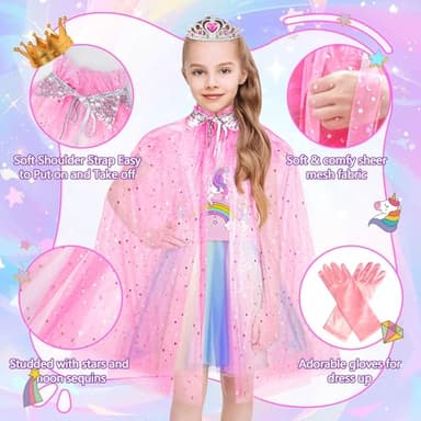 Tlooe Princess Dress Up for Girls - Dress up Clothes for Toddler Girl,Role Play Costume Princess Toys Christmas Birthday Gifts for Age 3-8 Year Old - Image 7
