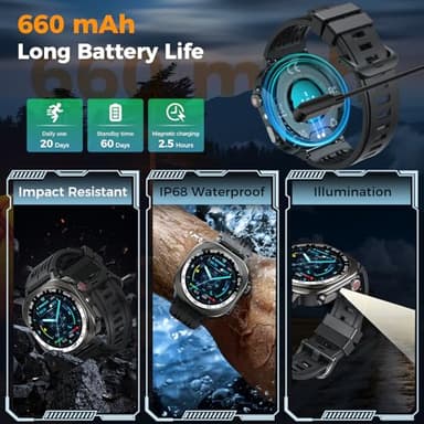 Smart Watch, 2025 AMOLED Screen 1.43" Smartwatch for Men Women (Answer/Make Call), 130+ Sport Modes Fitness Activity Tracker, Flashlight/660mAh/Heart Rate/Sleep Monitor, IP68 Waterproof Android iOS - Image 4