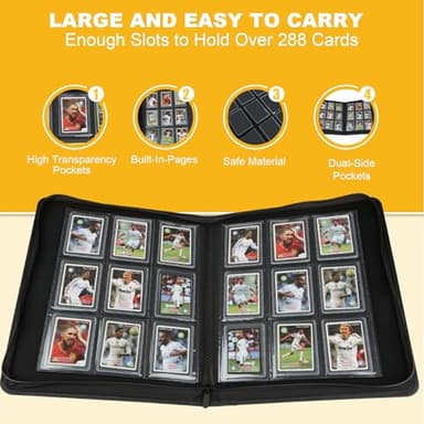 Top loader Binder-9 Pockets Pages Sleeves | Toploader Binder | Holds 288 Cards | Sleeves for “3×4” rigid | Ringless Double-Sided Pockets for TCG, Sports | Toploader card binder(black) - Image 6