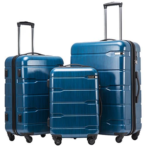 Coolife 3-Piece Luggage Set with Expandable 28-Inch Suitcase, PC+ABS Spinner (20/24/28 Inch, Caribbean Blue) - Image 1