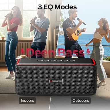 Monster Shock Pro Bluetooth Speaker with Strap, 100W Loud Speaker with Deep Bass, Portable Wireless Speakers with TWS, Long Playtime & Waterproof for Outdoors/Indoors, Supports AUX/TF Card/USB Audio - Image 3