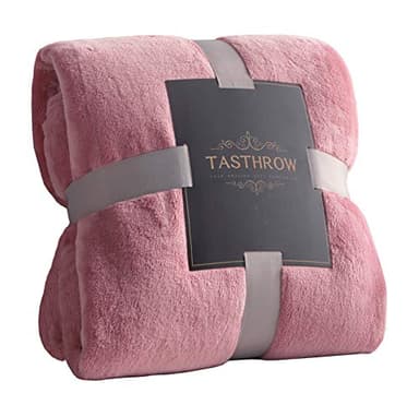 TASTHROW Large Flannel Fleece Throw Blanket, 50×70 Inch - Cozy Lightweight Thick Blanket - All Seasons Suitable for Women, Men and Kids (Pink) - Image 1