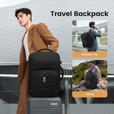 LOVEVOOK Backpack Men - 18inch Travel laptop backpack 45L Large Carry On Backpack Personal Item Size, Airline Approved waterproof backpack with 3 Packing Cubes,Black&Gray - Image 7